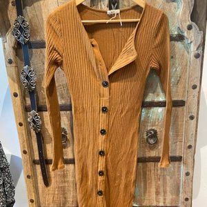 Rust Bodycon Dress with Buttons